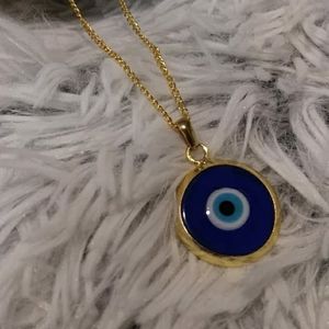 *Glass Evil Eye Pendent & Chain*